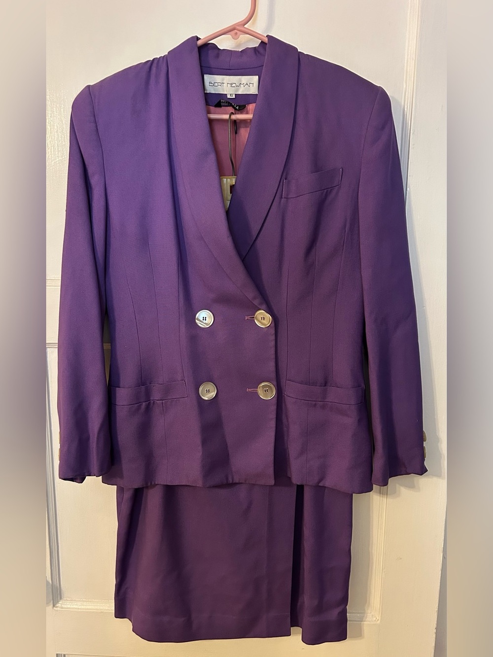 Vintage Bert Newman Purple Double Breasted Jacket and Skirt Set
